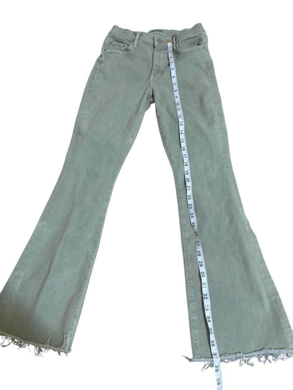 MOTHER High-Rise Sage Green Flare Jeans - Picture 4 of 11
